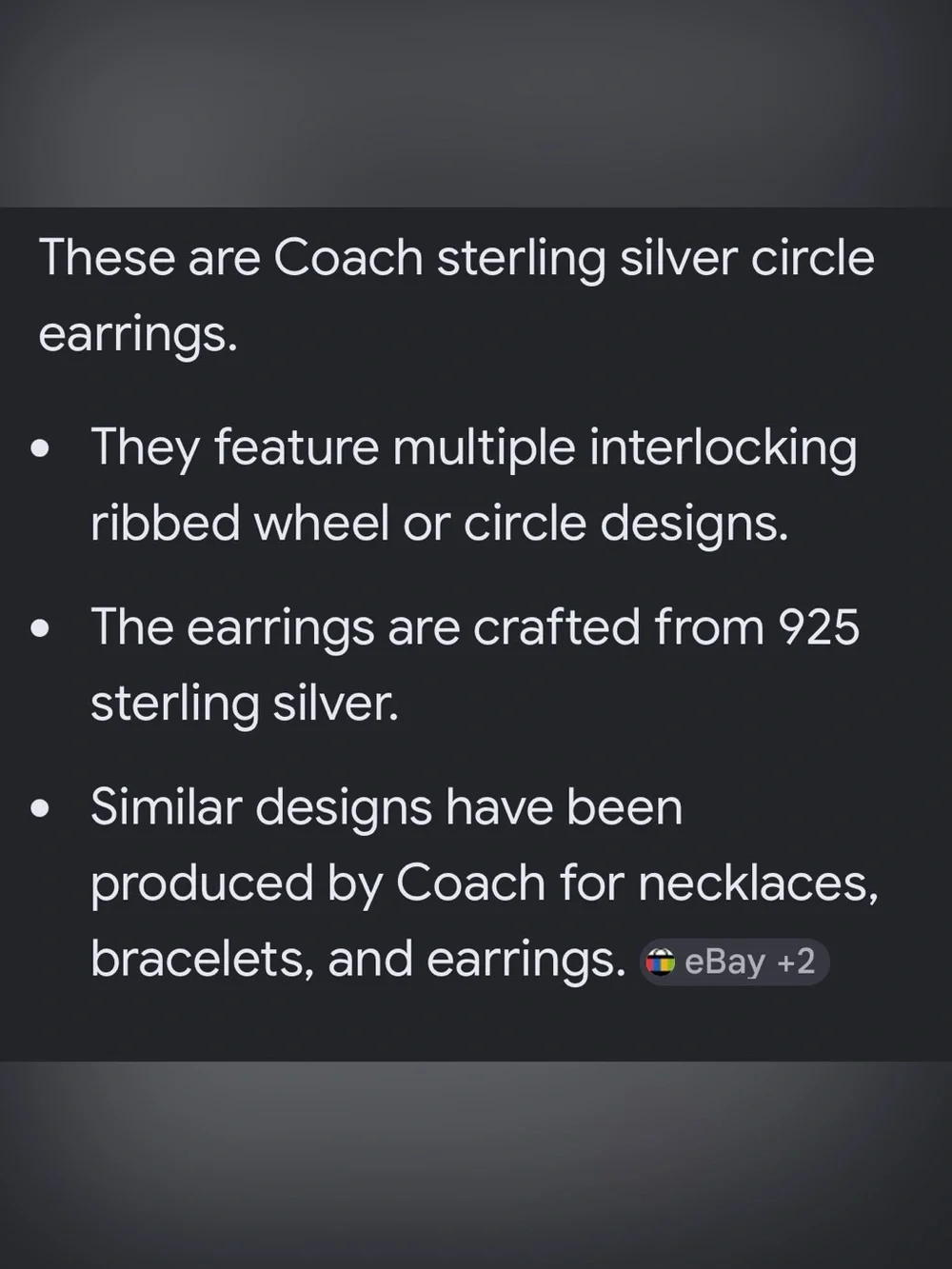 Coach Circular Logo Link Earrings in Silver - Picture 10 of 11